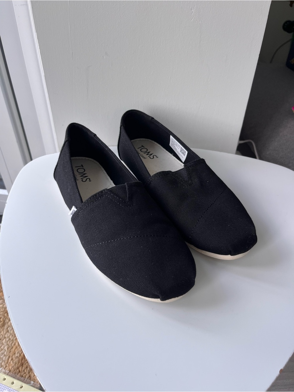 Toms Black Canvas Slip-On Loafers